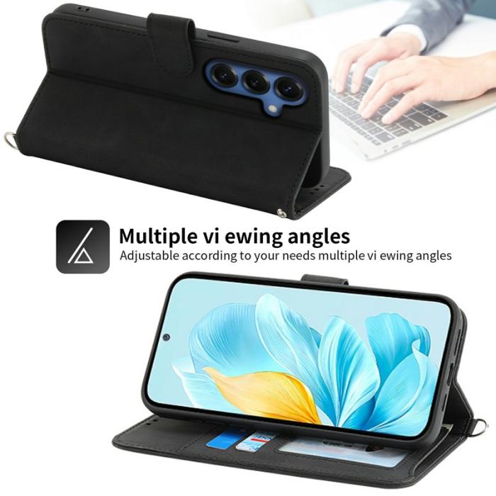 OEM - Samsung Galaxy S26 Plånboksfodral Blommönster Konstläder - Svart