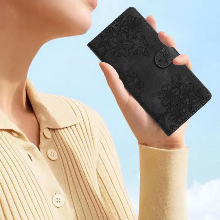 OEM - Mobilskal till Samsung Galaxy S26 Ultra KonstLäder Fjärilsmönster - Svart