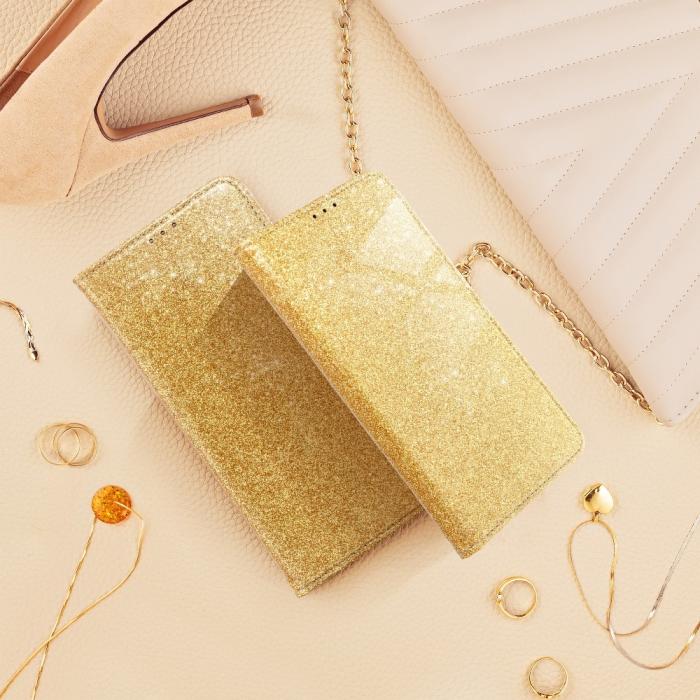 UTGATT1 - Forcell SHINING plånboksfodral till Samsung Galaxy S21 Plus Guld