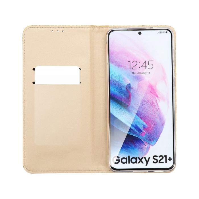 UTGATT1 - Forcell SHINING plånboksfodral till Samsung Galaxy S21 Plus Guld