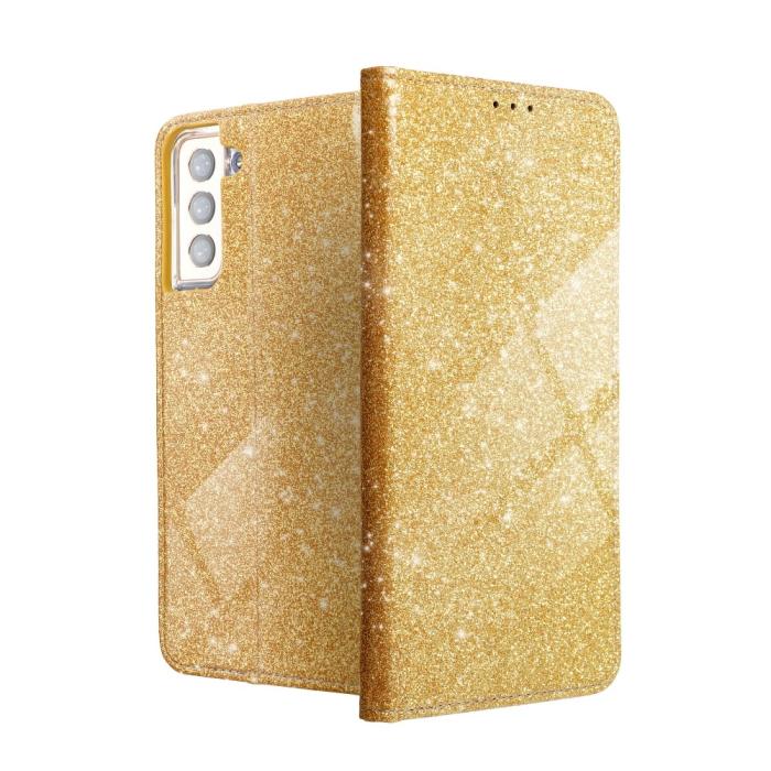 UTGATT1 - Forcell SHINING plånboksfodral till Samsung Galaxy S21 Plus Guld