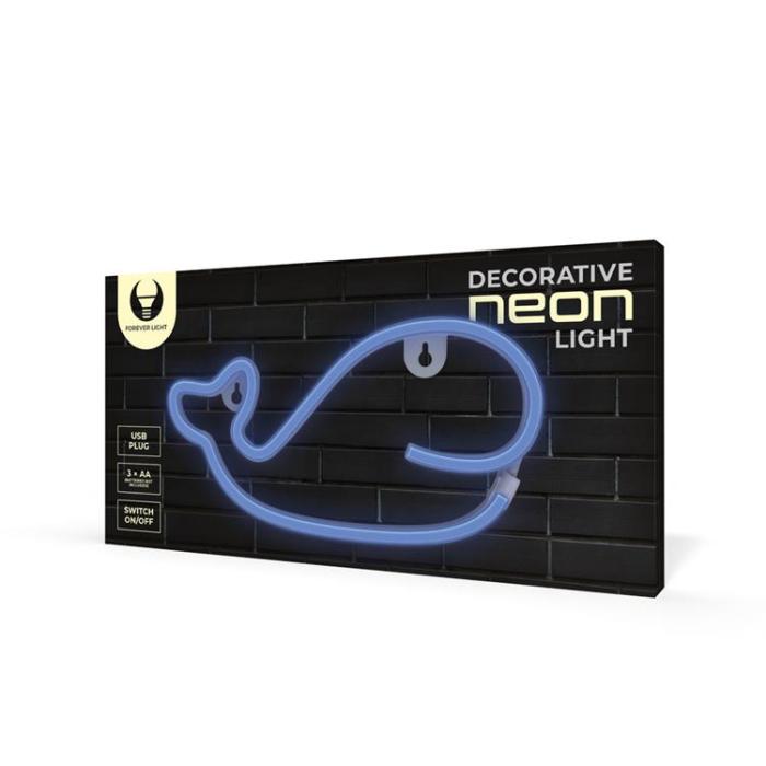 Forever Light - Forever Light LED Neon WHALE Bat + USB FLNE19 - Blå