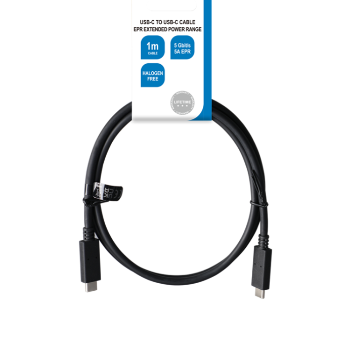UTGATT1 - Deltaco USB-C till USB-C Kabel 5A 1 m - Svart