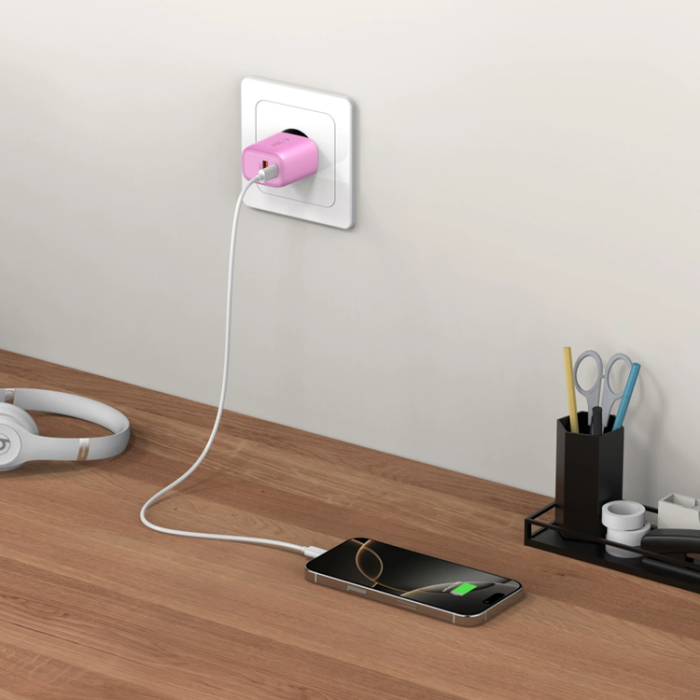Tech-Protect - Tech-Protect Väggladdare USB-A Till USB-C 30W - Baby Rosa
