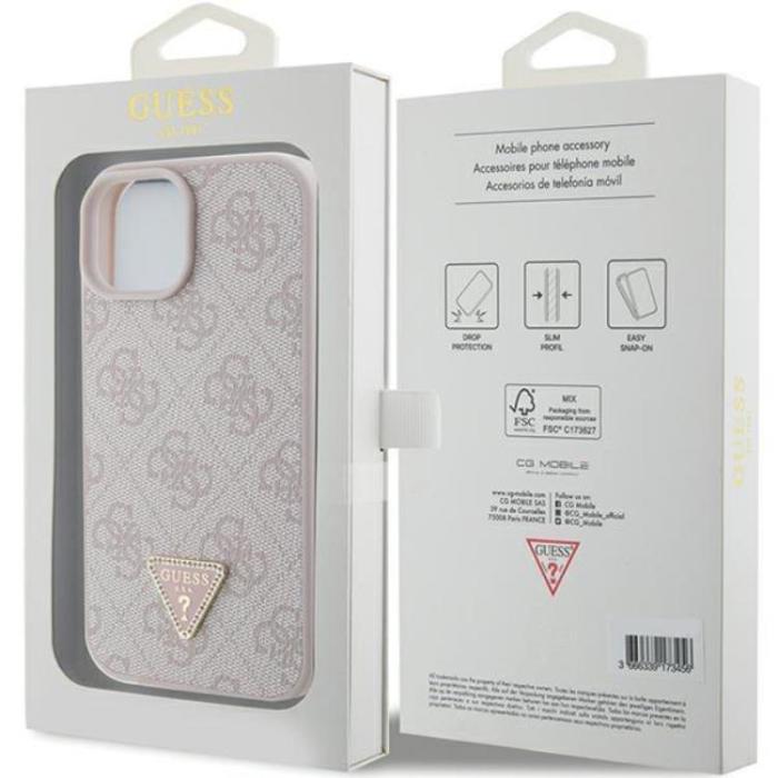 Guess - Guess iPhone 15 Mobilskal Triangle Strass - Rosa