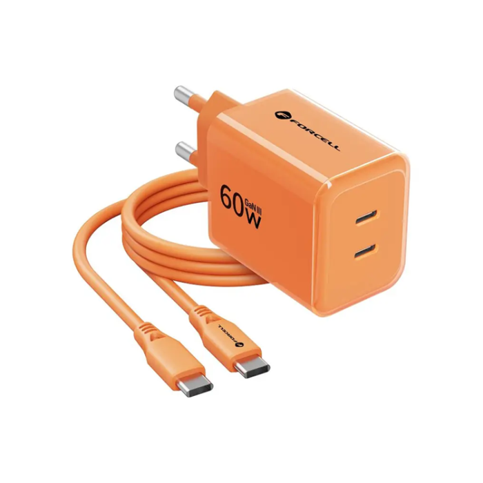 Forcell - Forcell Snabbladdare 60W Med Kabel USB-C F-Energy GaN III Crystal