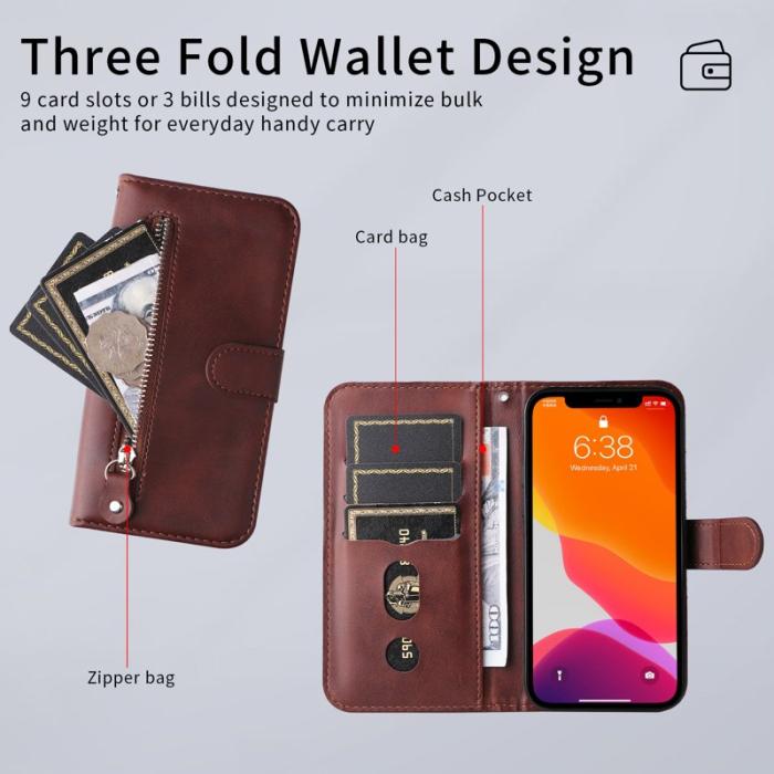 OEM - ABEEL Mobilskal till Samsung Galaxy S26 Ultra KonstLäder Med Fickor - Brun