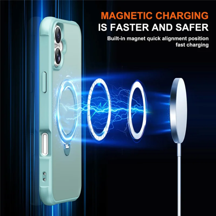 A-One Brand - iPhone 17 Mobilskal MagSafe Kickstand TPU + PC - Lake Blå