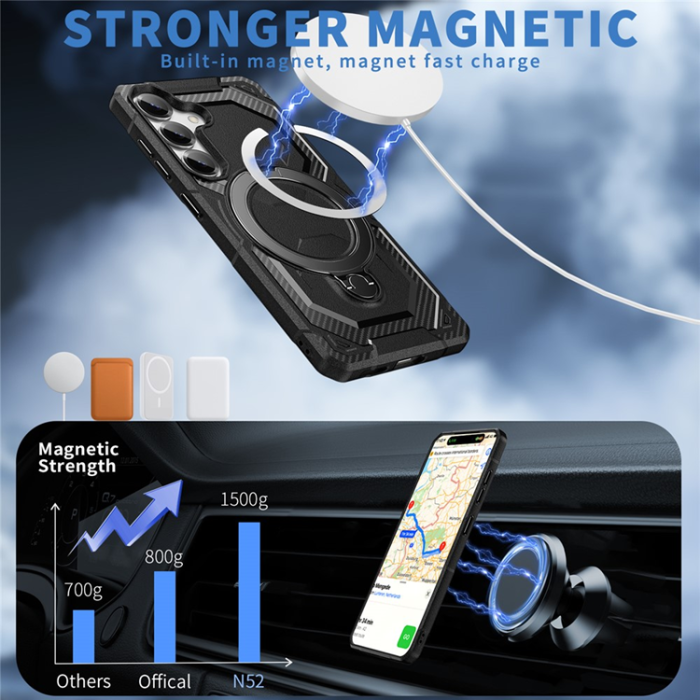 A-One Brand - Galaxy S25/S24 Mobilskal MagSafe Kickstativ - Svart