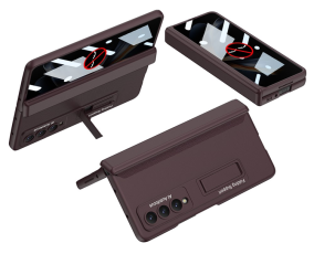 GKK - GKK Galaxy Z Fold 4 Mobilskal Kickstand med Privacy Skärmskydd - Wine Röd