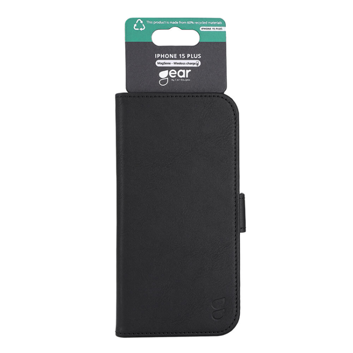GEAR - Gear iPhone 15 Plus Plånboksfodral Magsafe 3 KorkFack - Svart
