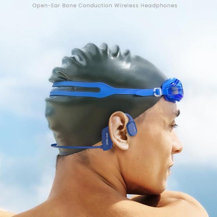 A-One Brand - Vattentäta Open-Ear Hörlurar Bluetooth med 8GB Minne för Simning Bone X2