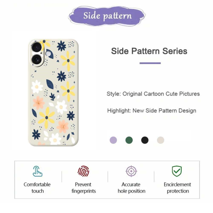 A-One Brand - iPhone 17 Mobilskal Colorful Floral Blue Leaves TPU - Lila