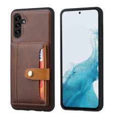 OEM - Mobilfodral f&ouml;r Samsung Galaxy S26 Plus &Auml;kta l&auml;der Kortfack - Brun