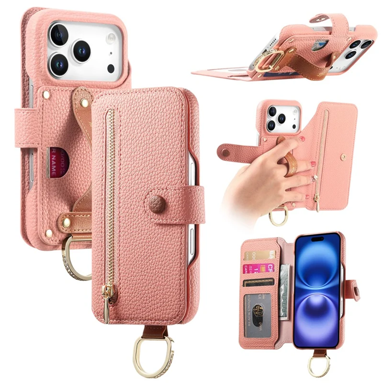 iPhone 17 Pro Plånboksfodral RFID Blocking Zipper - Rosa | 2353 | AlltMobil