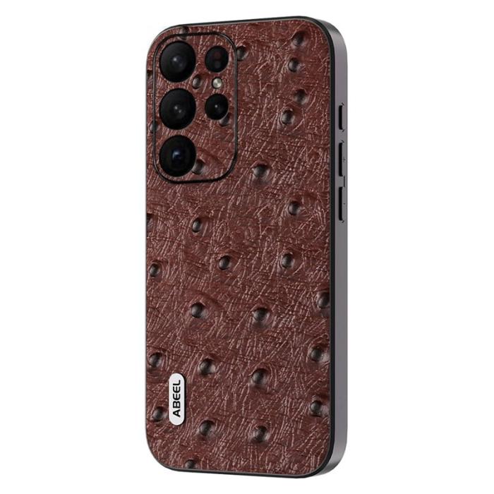 ABEEL - ABEEL Äkta Lädere Mobilskal för Samsung Galaxy S23 Ultra - Brun