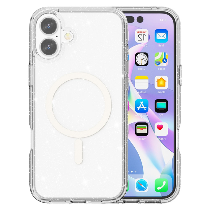 A-One Brand - iPhone 17 Mobilskal MagSafe Puderglitter - Vit