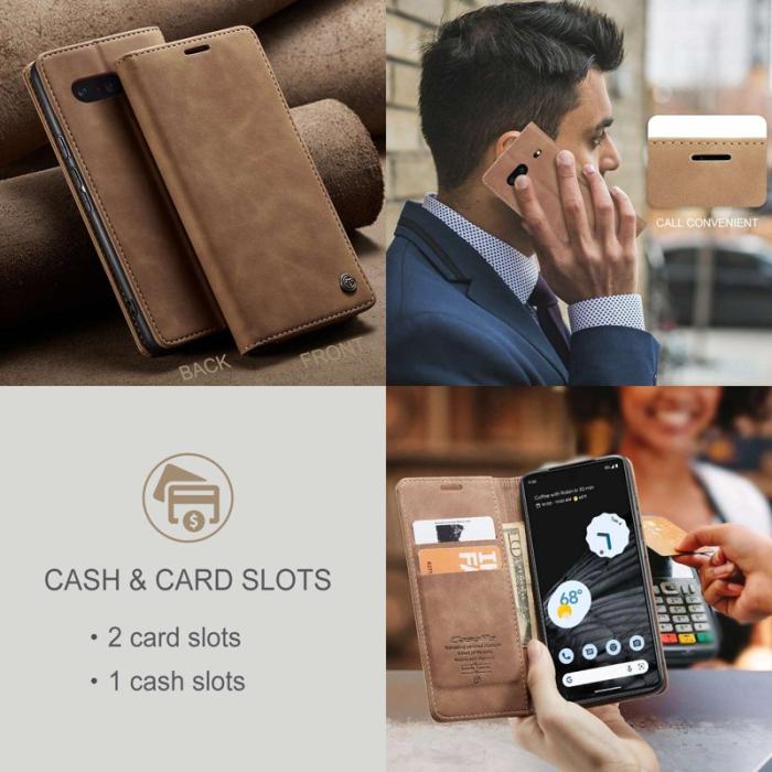 Caseme - CASEME 013 Flip Konstläder Plånboksfodral för Google Pixel 7 5G - Brun