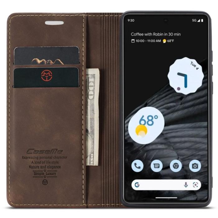 Caseme - CASEME 013 Flip Konstläder Plånboksfodral för Google Pixel 7 5G - Brun