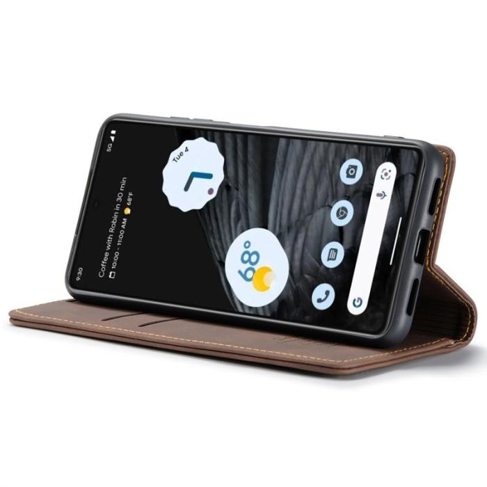 Caseme - CASEME 013 Flip Konstläder Plånboksfodral för Google Pixel 7 5G - Brun
