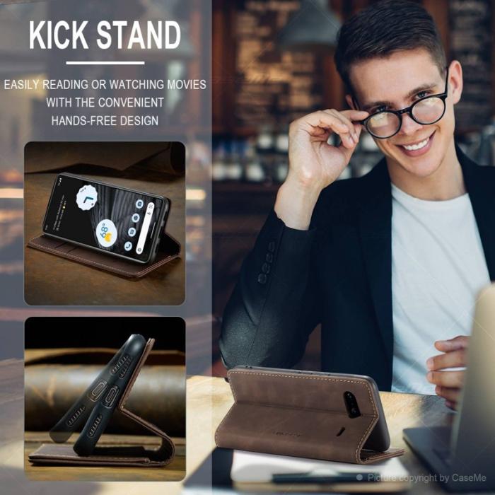 Caseme - CASEME 013 Flip Konstläder Plånboksfodral för Google Pixel 7 5G - Brun