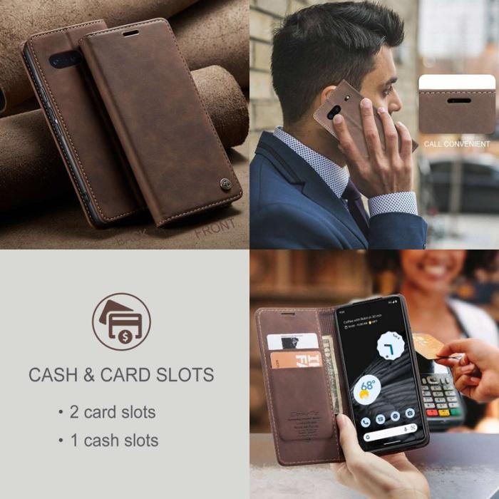 Caseme - CASEME 013 Flip Konstläder Plånboksfodral för Google Pixel 7 5G - Brun