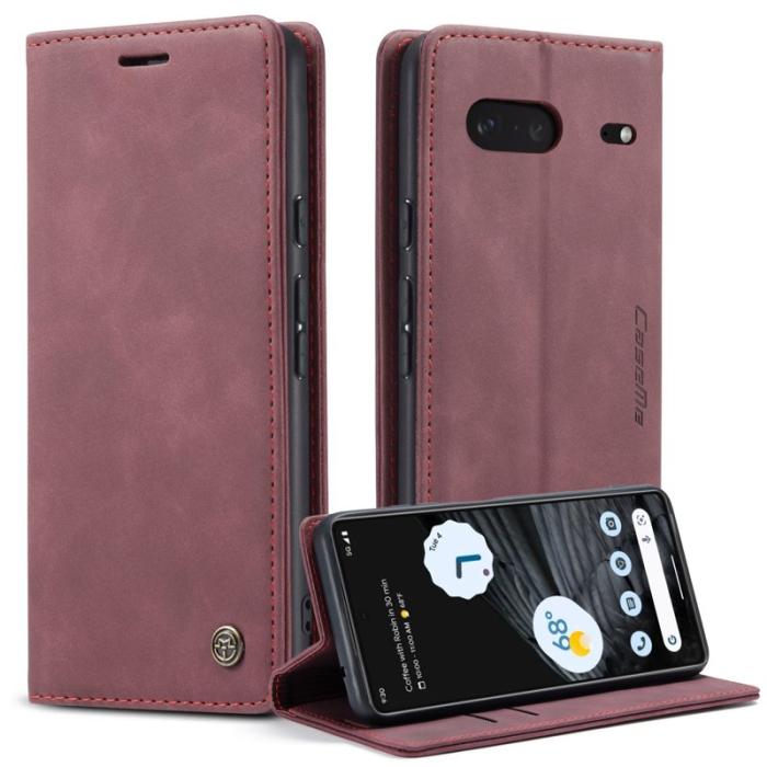 Caseme - CASEME 013 Flip Konstläder Plånboksfodral för Google Pixel 7 5G, Röd