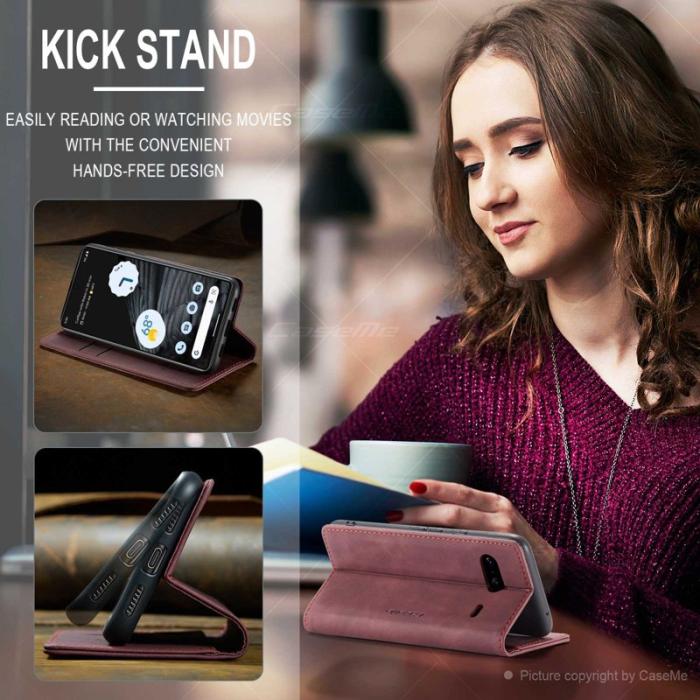 Caseme - CASEME 013 Flip Konstläder Plånboksfodral för Google Pixel 7 5G, Röd