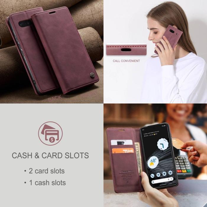 Caseme - CASEME 013 Flip Konstläder Plånboksfodral för Google Pixel 7 5G, Röd