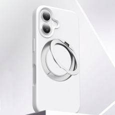 A-One Brand - iPhone 16 Mobilskal MagSafe Silikon Roterande Kickstand - Vit