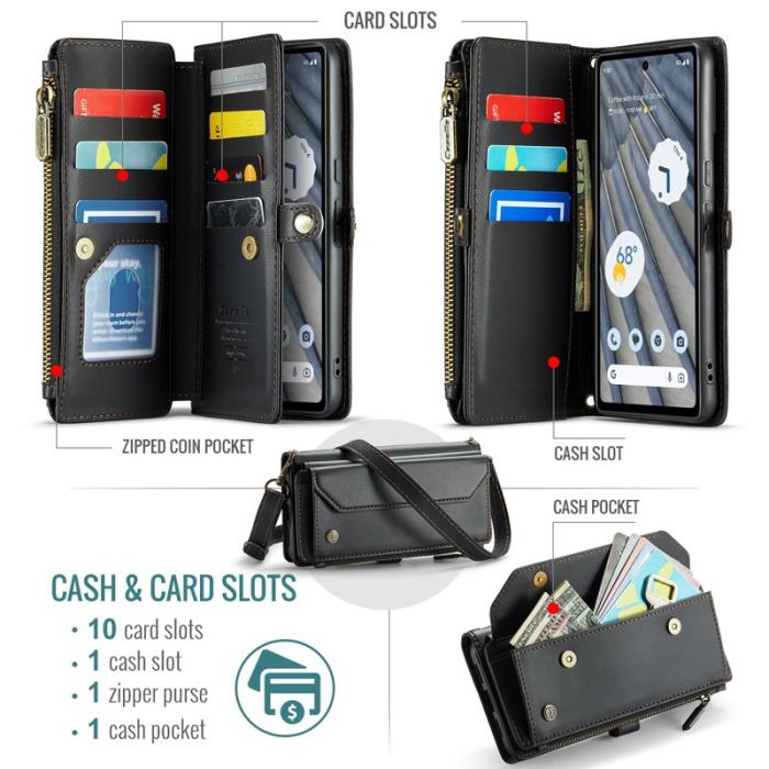 Caseme - CASEME Plånboksfodral Konstläder till Google Pixel 7a - Svart