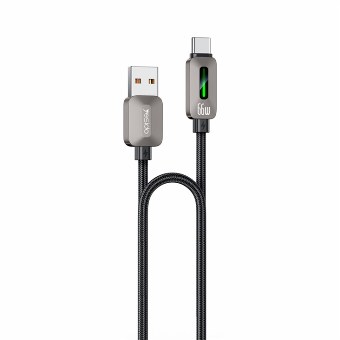 Yesido - YESIDO USB-A - USB-C 66W Kabel 1.2m CarPlay - Grå