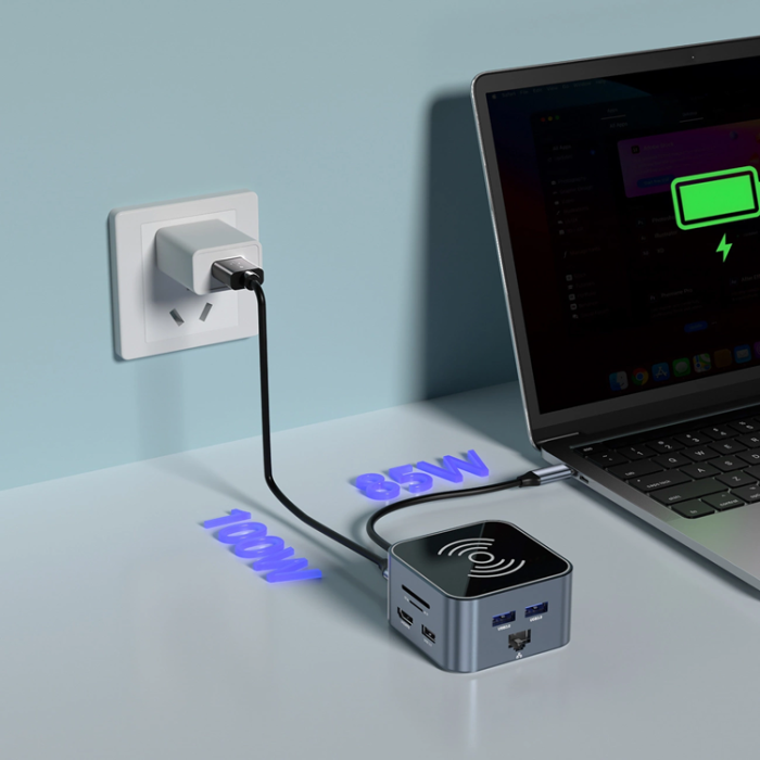 Wozinsky - Wozinsky 12in1 USB-C HUB med Trådlös Laddning med 15 cm kabel