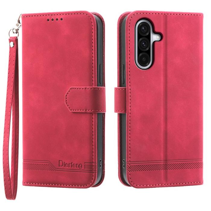 DIERFENG - DIERFENG DF-03 Plånboksfodral Konstläder för Samsung Galaxy A17 - Röd