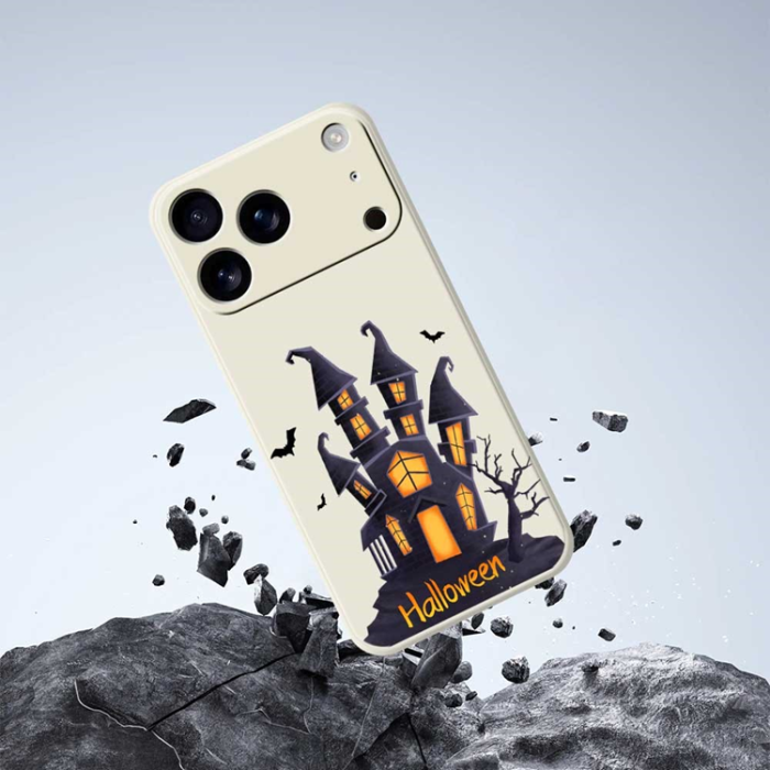A-One Brand - iPhone 17 Pro Mobilskal med Halloween Castle Pattern TPU - Svart