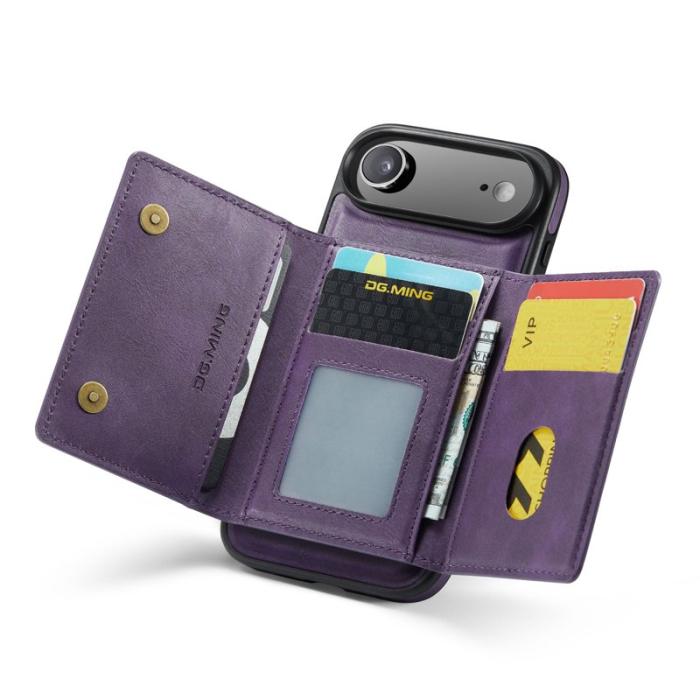 DG.MING - DG.MING M5 Series iPhone Air Plånboksfodral Konstläder Magnetiskt Lila