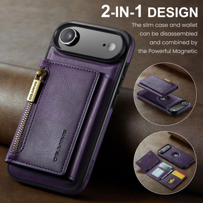 DG.MING - DG.MING M5 Series iPhone Air Plånboksfodral Konstläder Magnetiskt Lila