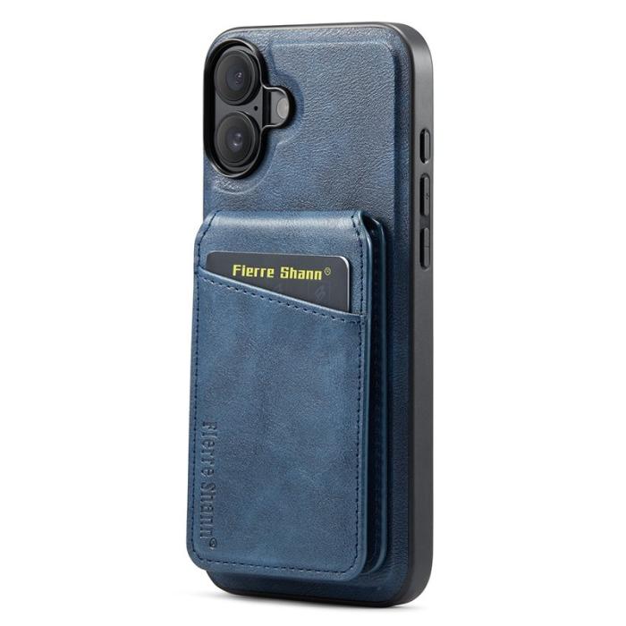 FIERRE SHANN - FIERRE SHANN 025 Fodral för iPhone 16 Plus KonstLäder - Blå