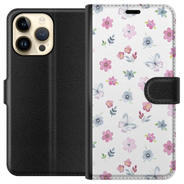 iSecrets - Plånboksfodral till Apple iPhone 14 Pro Max med Blommor och fjärillar