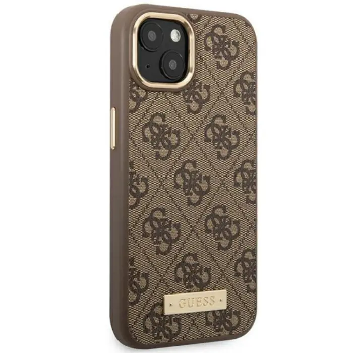 Guess - GUESS iPhone 14 Mobilskal MagSafe Logo Plate - Brun