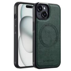 LC.imeeke - LC.IMEEKE iPhone 14 Magnetiskt Fodral KonstL&auml;der - Gr&ouml;n