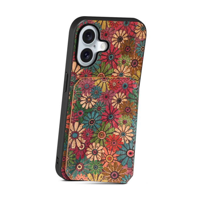 A-One Brand - iPhone 17 Mobilskal Korthållare Blommor - Vår / Grön