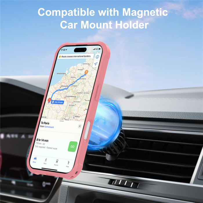 A-One Brand - iPhone 17 Mobilskal MagSafe TPU+PC Kickstand Shockproof - Rosa
