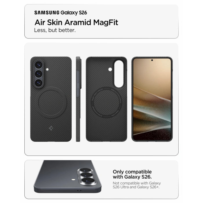 Spigen - Spigen Mobilskal För Galaxy S26 Magsafe Airskin Aramid - Svart