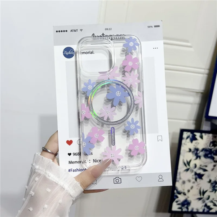 A-One Brand - iPhone 16 Pro Max Mobilskal MagSafe Laser Floral