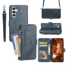 OEM - Samsung Galaxy S26 Plus Fodral Dragkedja &Auml;kta L&auml;der - Svartgr&ouml;n