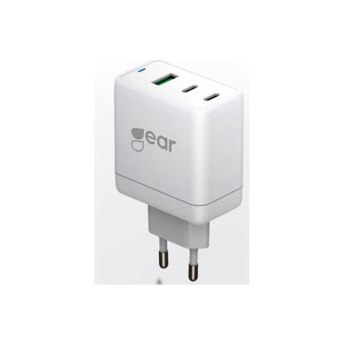 GEAR - GEAR Laddare GAN 220V 2xUSB-C + 1xUSB-A PD / PPS 65W - Vit