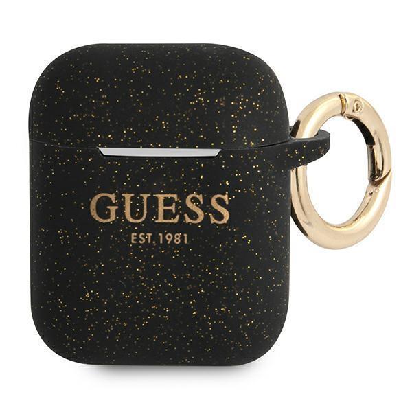 Guess Silicone Glitter Skal AirPods - Svart | 2353 | AlltMobil