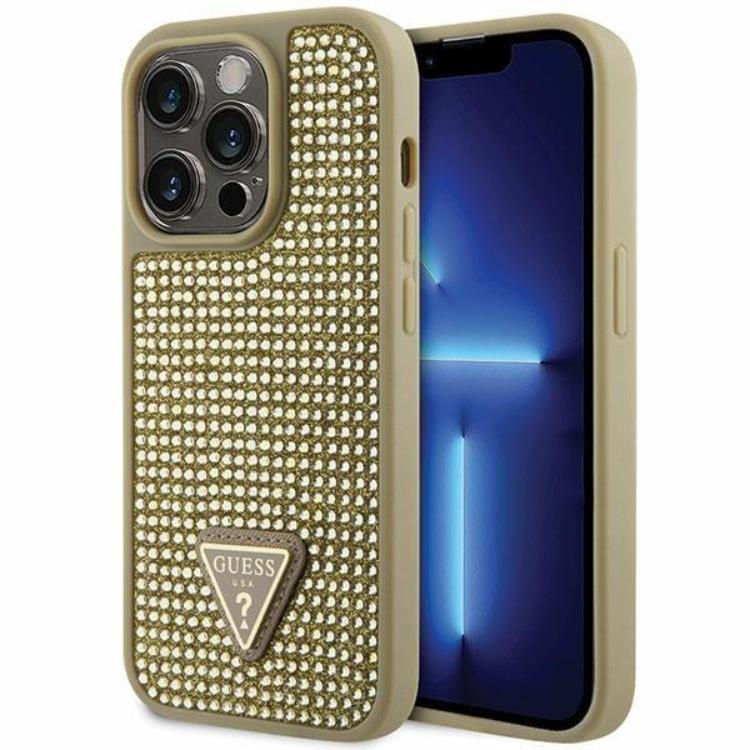 Guess iPhone 14 Pro Mobilskal Rhinestone Triangle - Guld | 2353 | AlltMobil