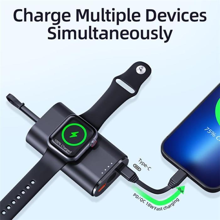 A-One Brand - V10A Apple Watch Snabbladdning Laddare Power Bank 5000mAh 20W
